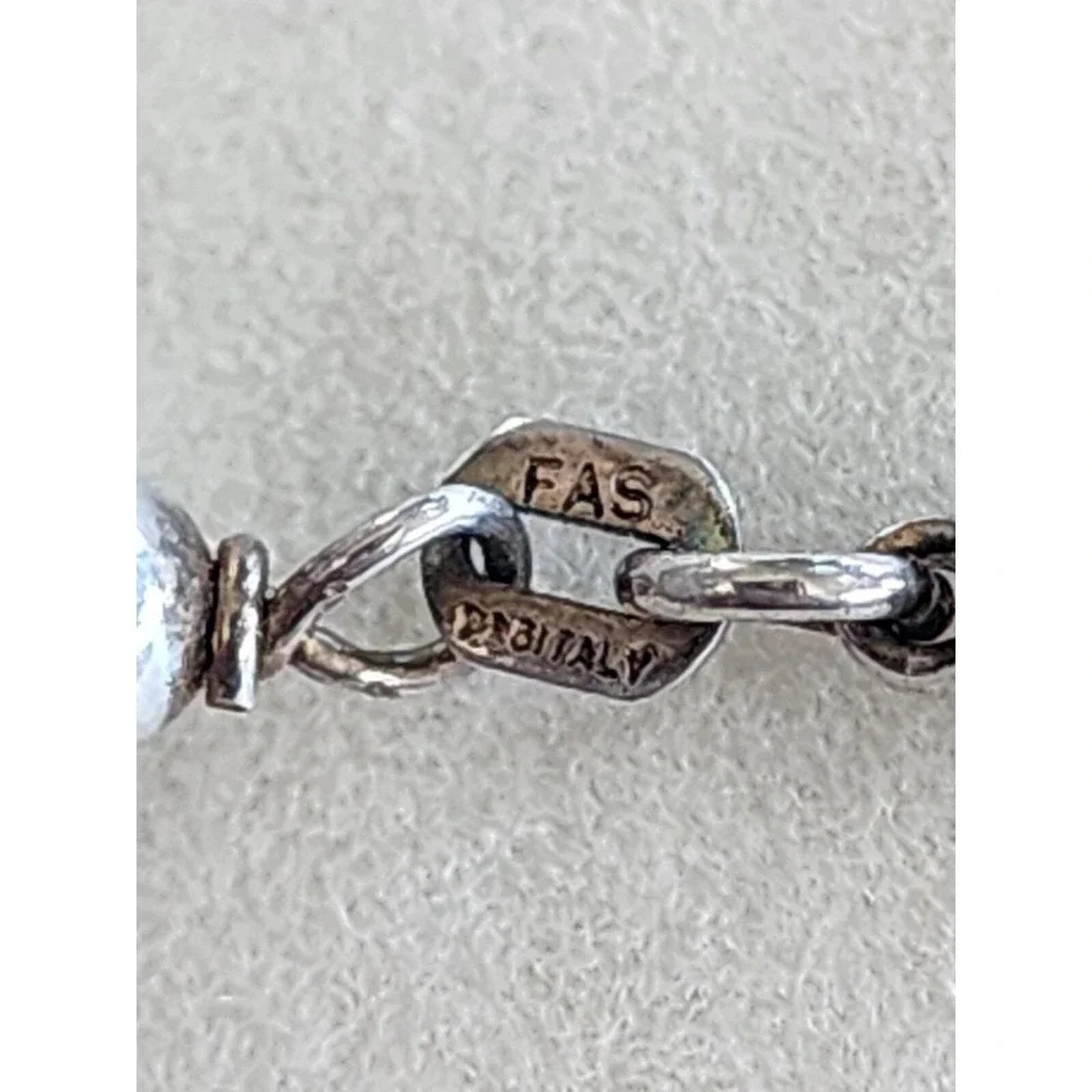 FAS Italian 925 Sterling Silver Bracelet Multi-Strand Flat Twisted Chain Patina